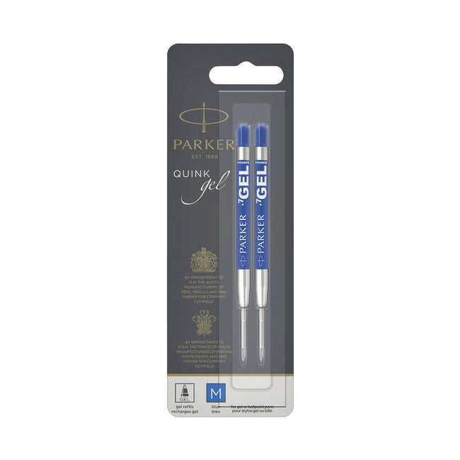 Parker - Ricarica per gel writer Quink blister medio blu da 2 pezzi