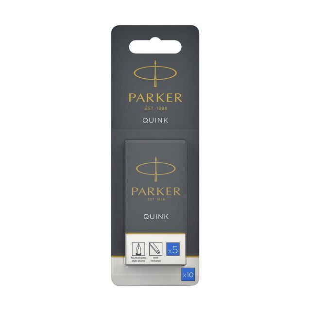 Parker - Modèle d'encre Parker Quink Wasable Bleu | Blister un 10 morceau