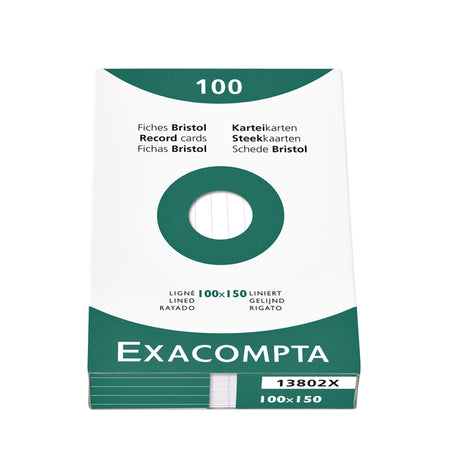 Exacompta - Scheda sistema 100x150mm linea bianca 100 pezzi