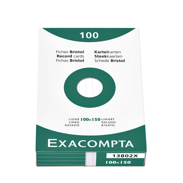 Exacompta - Tarjeta de sistema 100x150mm línea blanca 100 piezas