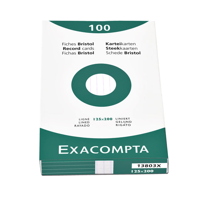 Exacompta - Tarjeta de sistema 125x200mm línea blanca 100 piezas