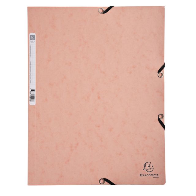 Exacompta - Elastomap Aquarelle A4 3 rabats 400gr carton brillant rose | 5 pièces