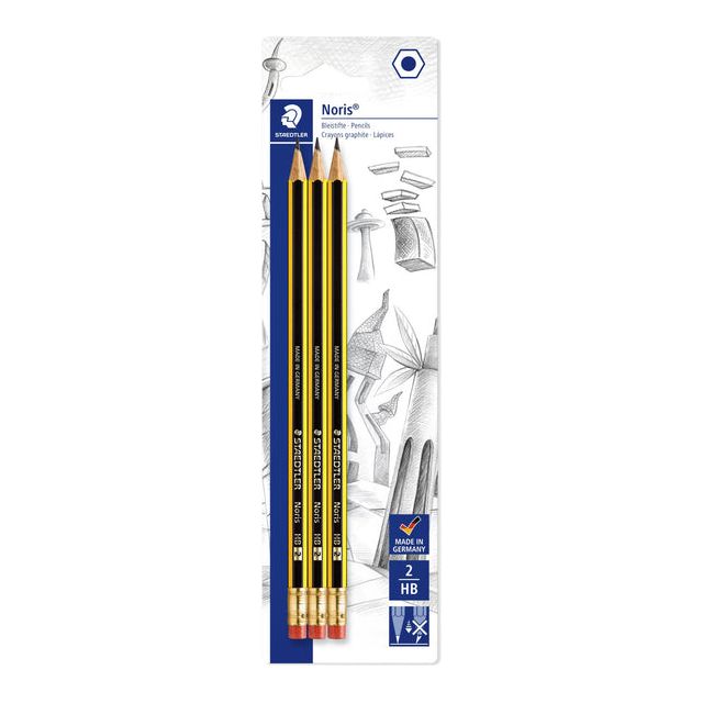 Staedtler - Crayon Noris Standard 120-0 Hb avec gomme | Blister une pièce 3 | 10 morceaux