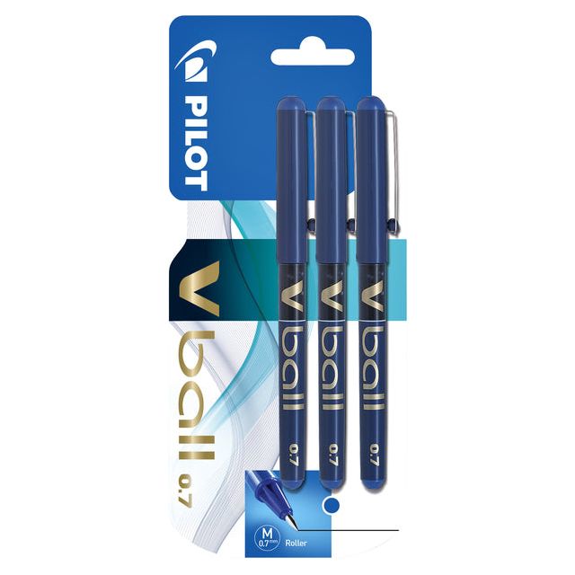 Pilot - Rollerpen PILOT V-Ball grip V7 blauw 0.4mm blister à 3 stuks