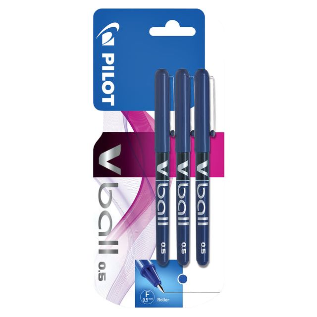 Pilot - Rollerpen PILOT V-Ball grip V5 blauw 0.3mm blister à 3 stuks