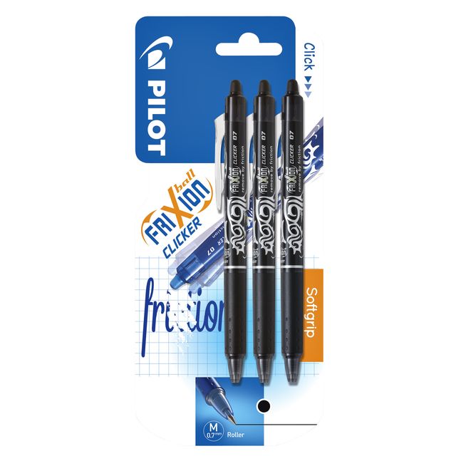Pilot - Penna roller frixion blrt-fr7 clicker m 3 pz nera