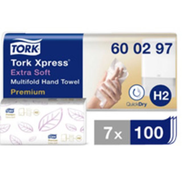 Tork - Asciugamano H2 Xpress multipiega 2 strati 212x340mm 7x100 fogli bianco 600297