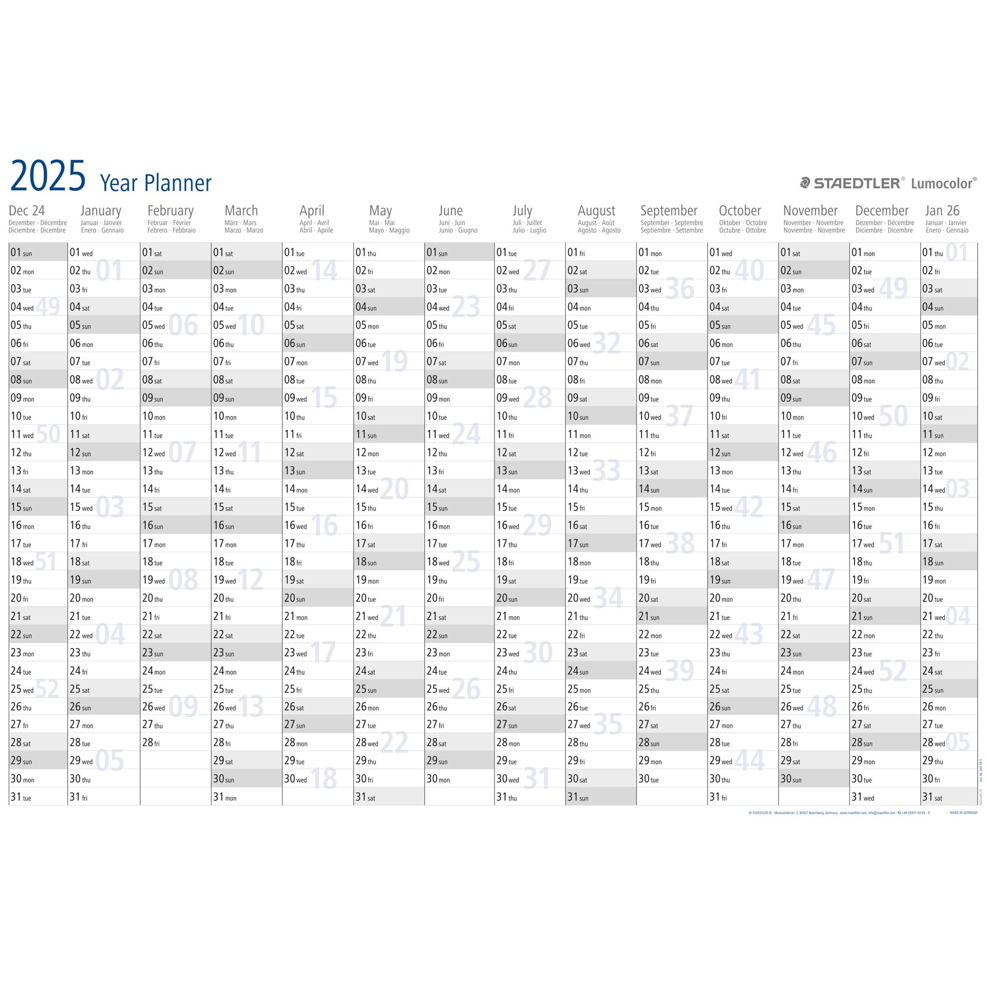 Staedtler - Annual planner 2026 Lumocolor 84x60cm rollable