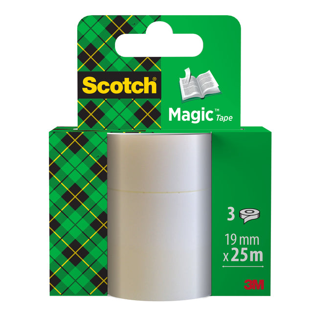 Scotch - Tapis adhésif 3m 19mmx25m Invisible | Blister un rouleau à 3