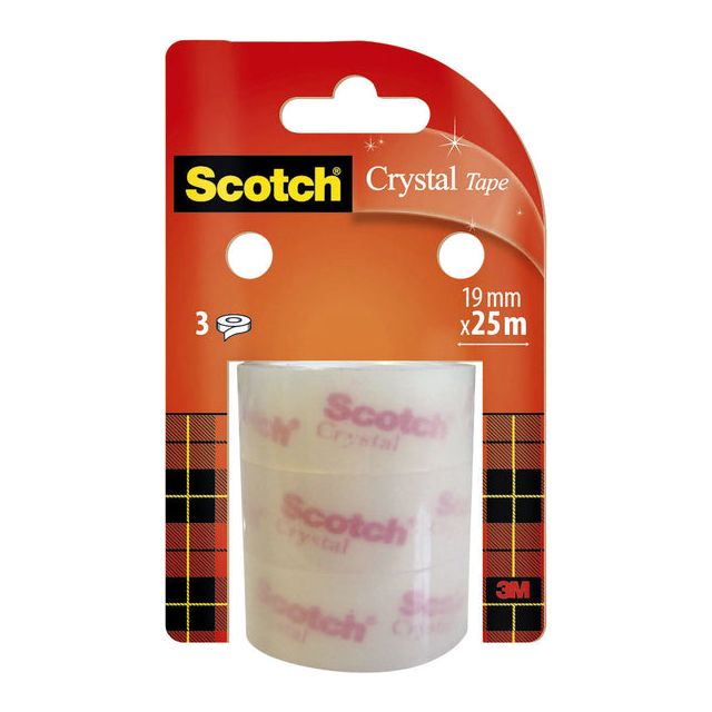 Scotch - E 3M Clean Clear 19mmx25m Transparent | Blister un rouleau à 3