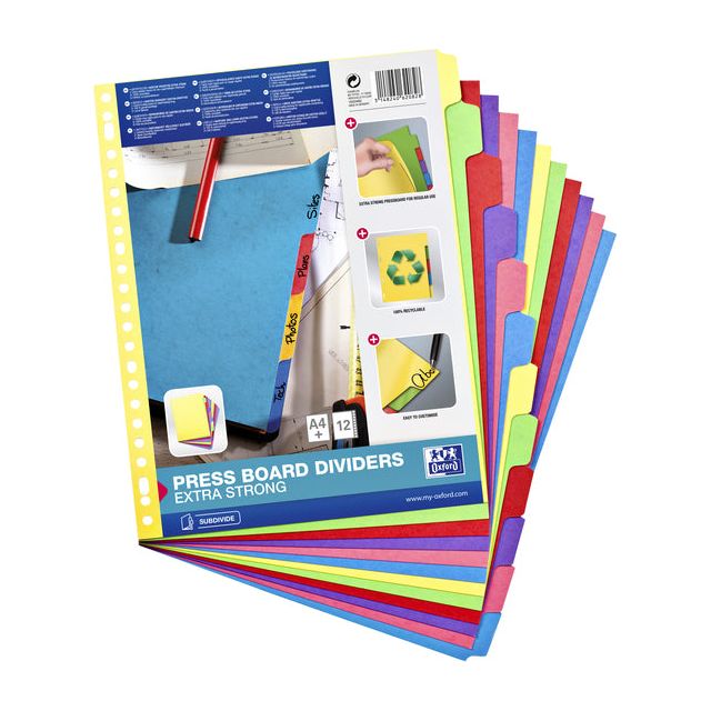 Oxford - Tabs Oxford A4 + 23r 12dlg Cardboard Couleur | Boîte extérieure une pièce de 20