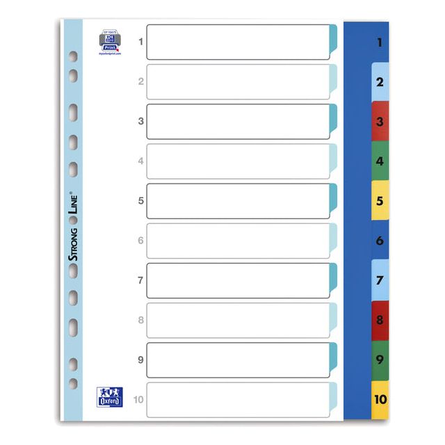 Oxford - Tabs Oxford A4 + 11R pp 1-10 Couleur | Boîte extérieure une pièce de 25