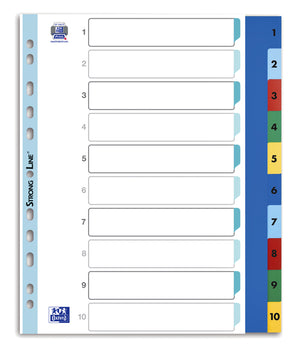 Oxford - Tabs A4+ 11-hole 1-10 PP color | 25 pieces