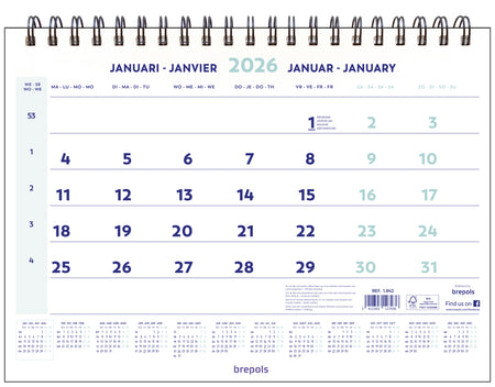 Brepols - Calendrier 1 mois 2026 43x31,5cm