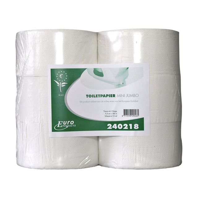 Euro -Produkte - Toilettenpapierprodukte Q5 Mini Jumbo 2L Recycling 180 m Weiß 240218