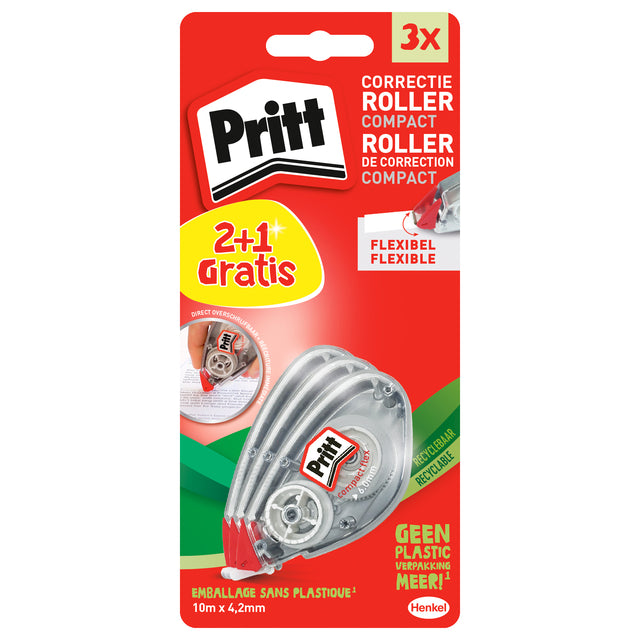 Pritt - Correction compact flex 4.2mm x 10m blister 2+1 offert | 10 pièces