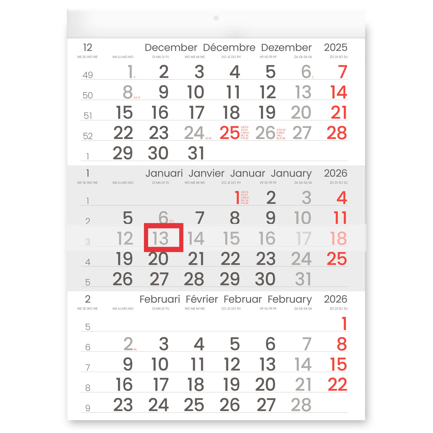 INNI - 3-Month Calendar 2026 Manager compact format | 10 pieces