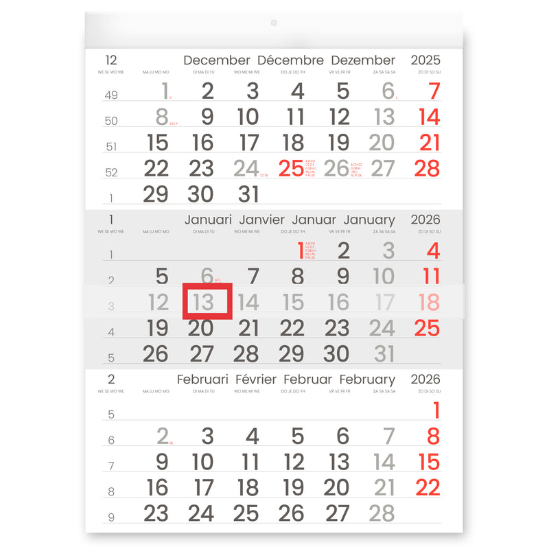 INNI - 3-Month Calendar 2026 Manager compact format | 10 pieces