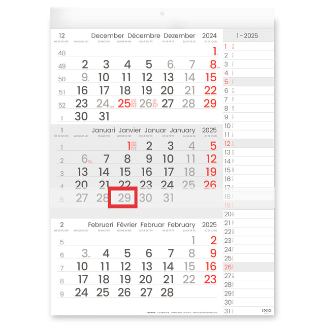 Inni-3-Monats-Kalender 2024 Inni Manager Compact-Format Notes