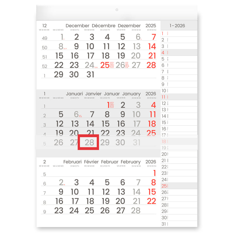 INNI - 3-Month Calendar 2026 Manager compact format notes | 10 pieces