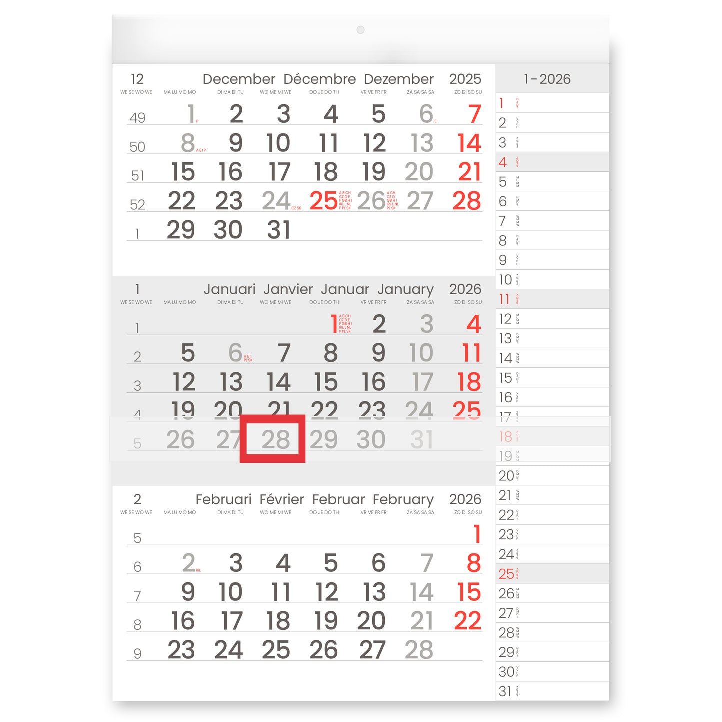 INNI -  3-Maandkalender 2026  Manager compact-formaat notes