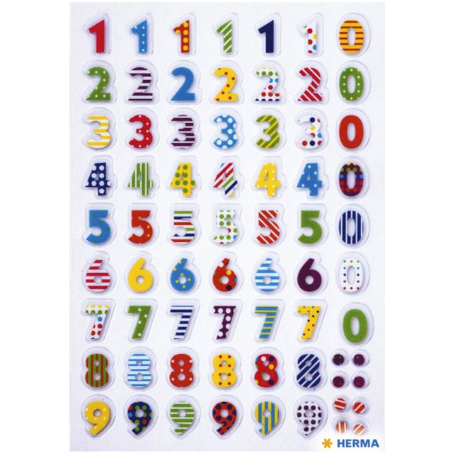 HERMA - Etiquette 3094 pierre chiffres colorés | 10 pièces