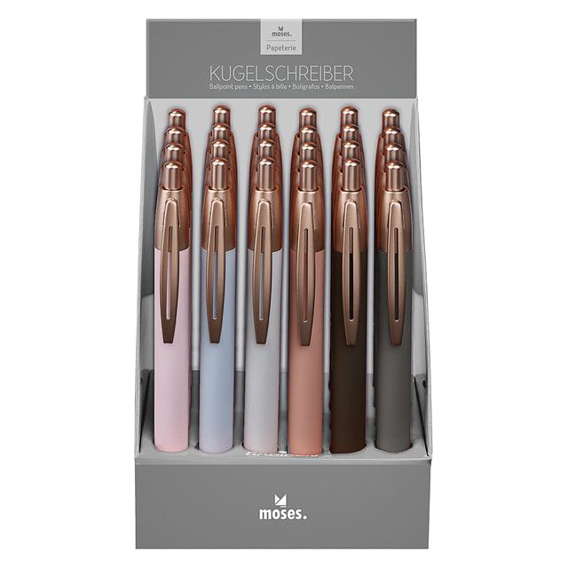 Bruna office - Balpen rose goud assorti | 24 stuks