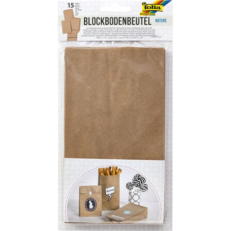 Folia Paper - Block bottom bag Folia 12x6x21cm food safe kraft set of 15 pieces
