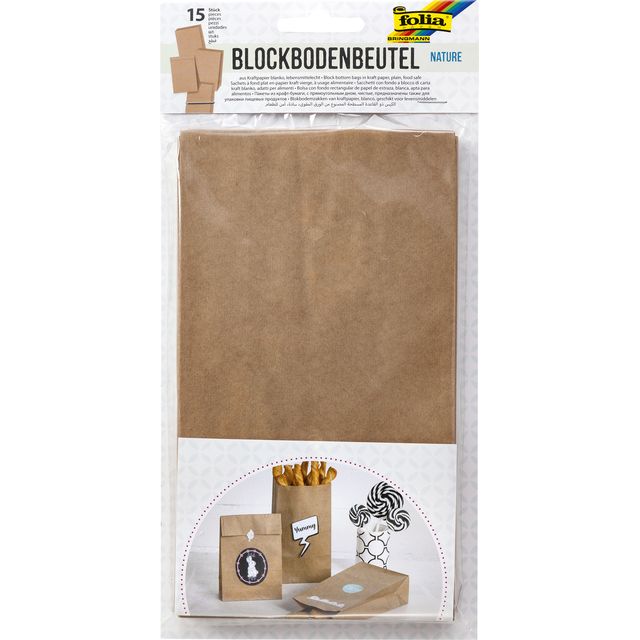 Folia Paper -  Blokzk folia 12x6x21 foodsafe kraft set à 15 stuks