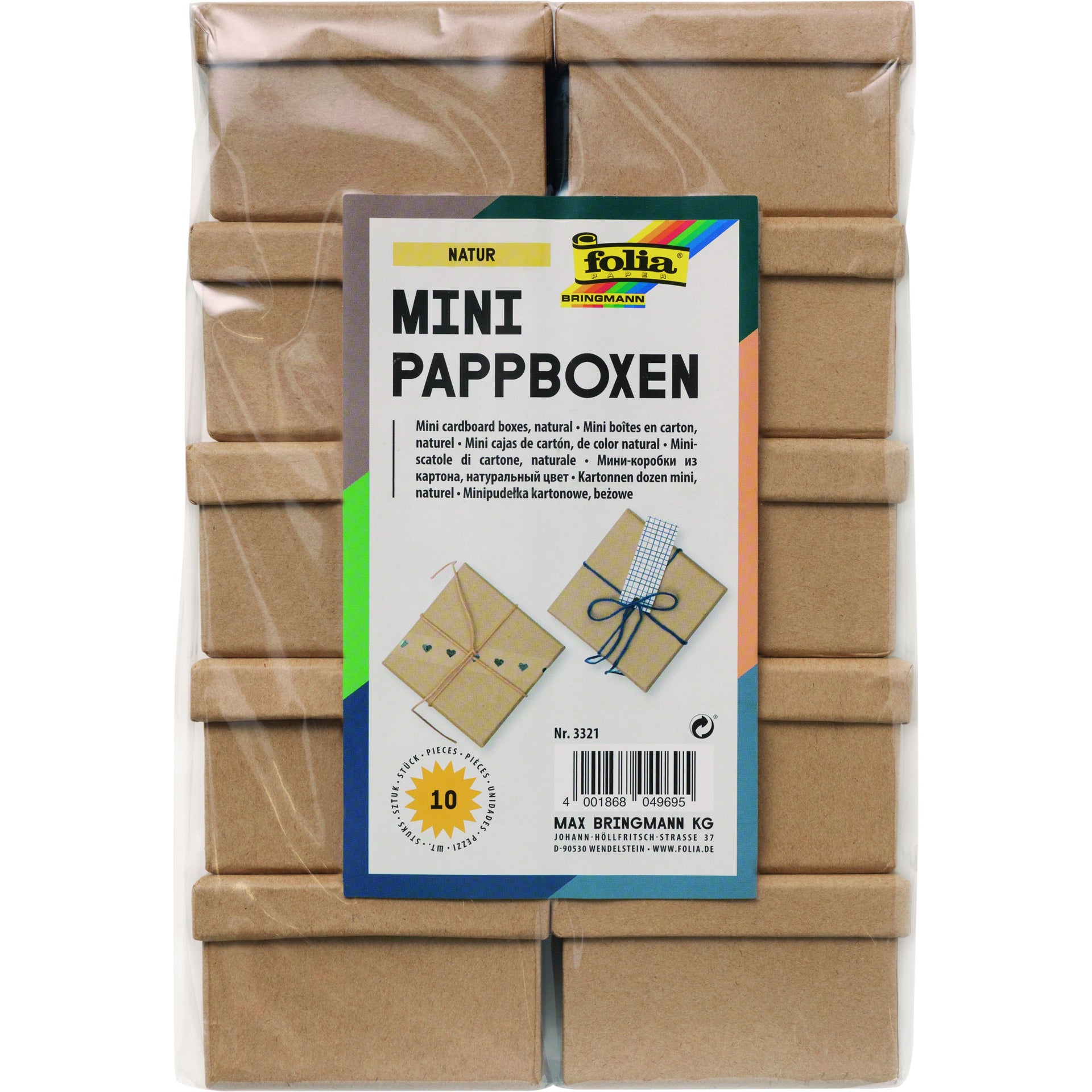 Folia Paper - Box cardboard Folia mini 7.5x7.5x4.5cm 10 pieces kraft
