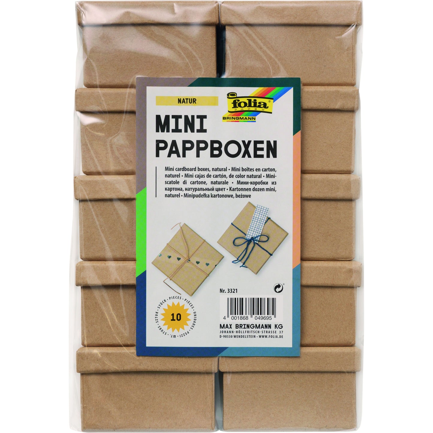 Folia Paper -  Doos karton folia mini 7.5x7.5x4.5cm 10 stuks kraft