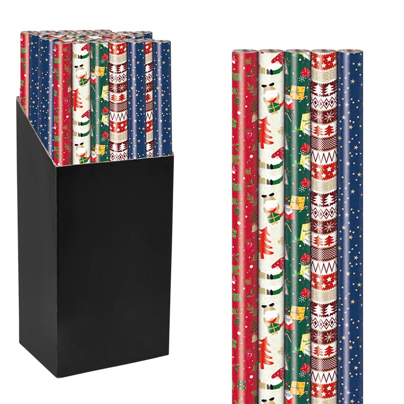 Klika -  Geschenkpapier Kerst Mix, 70 cm x 2 m, geassorteerde kleuren