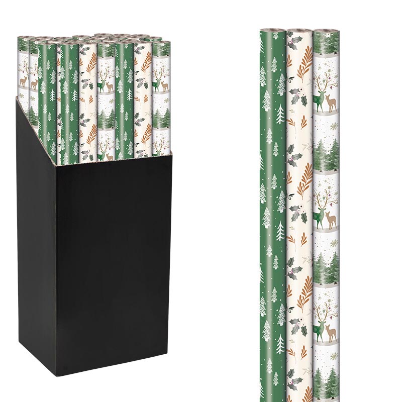Klika -  Geschenkpapier Kerst Luxe, 70 cm x 2 m, geassorteerde kleuren