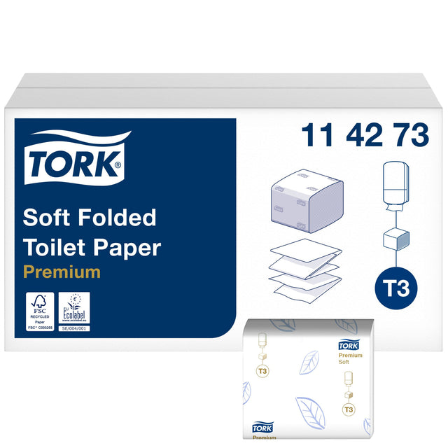 Tork -  Toiletpapier t3 premium gevouwen wit 114273