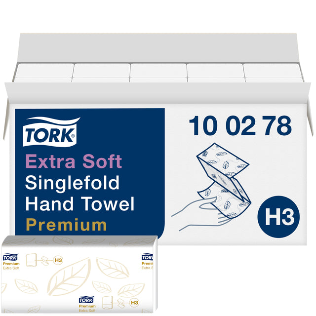 Tork - serviette H3 Premium Z -fold 2lgs blanc 100278 | Boîte de 3000 pièces