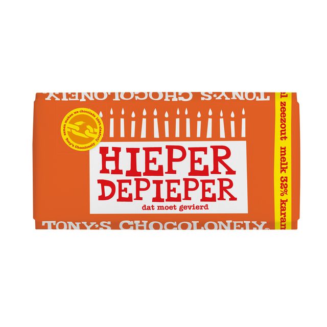 Tony's Chocolonely - Chocolate milk caramel sea salt hiper the beeper bar 180gr