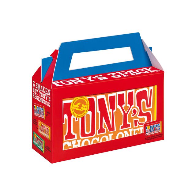 Tony's Chocolonely - Chocolate Tony Chocoonely Rainbowpck 3 bars | Emballez un 3 pièces | 8 pièces