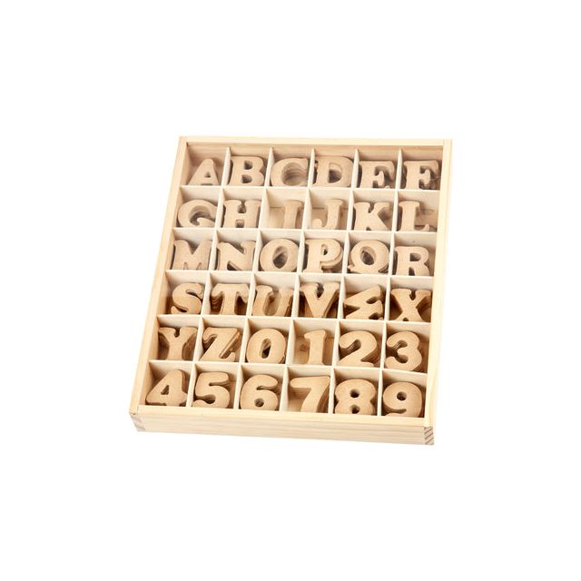 Kreotime - Buchstaben und Zahlen Crea com 4cm 288 Stück MDF | Box ein 288 Stück