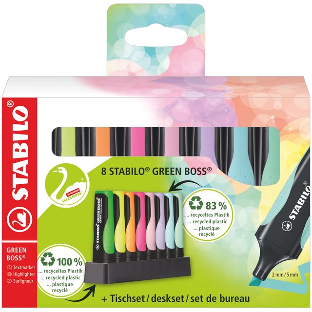 Stabilo - Highlighter GREEN BOSS 6070/8 pastel assorted desk set of 8 pcs | 5 pieces