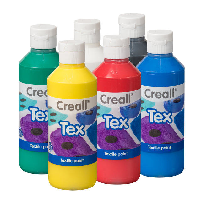 Creall - Textile Paint Creall Tex 6 pièces 6 couleurs 250 ml | Régler une bouteille de 6