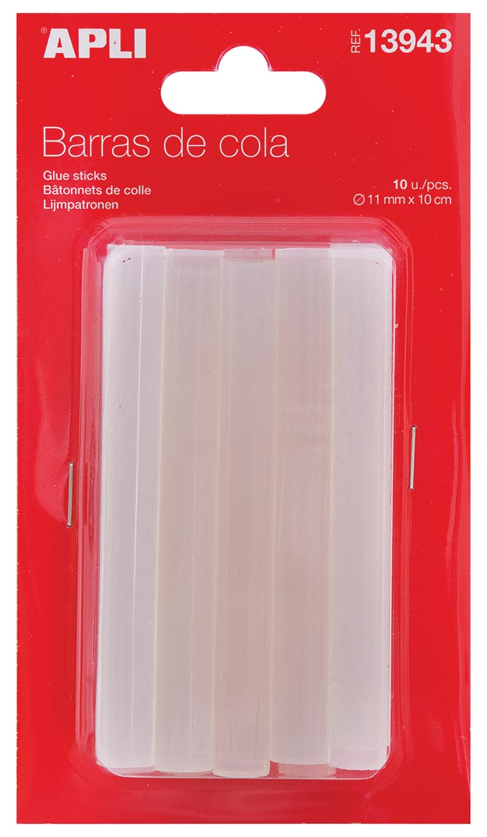 Apli - Transparente Klebestifte 11 mm, Blister mit 10 Stück