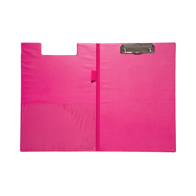 MAUL - Clipboard folder A4 portrait with pen loop PVC neon pink | 12 pieces