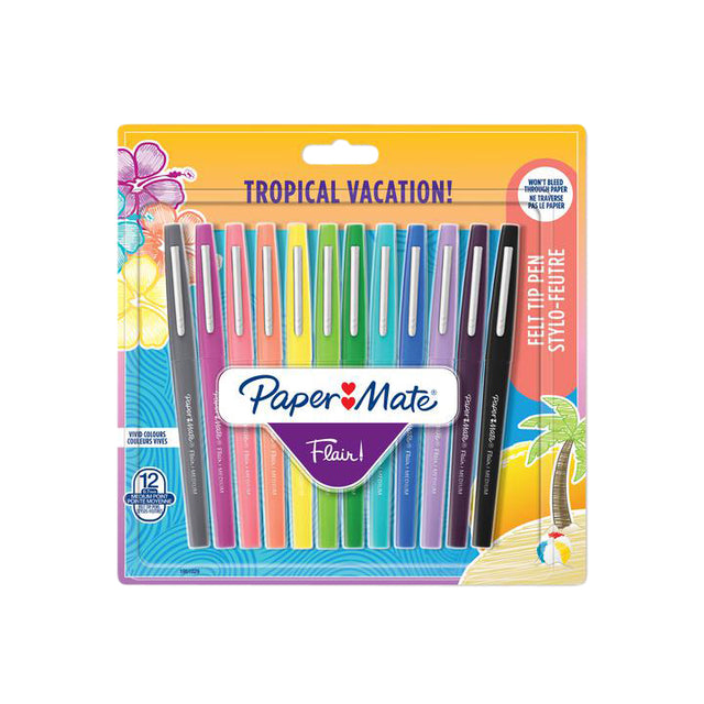 Paper Mate - Fineliner Papermate Flair Tropical M 12st Assorti | Blasen Sie ein 12 Stück