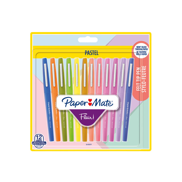 Paper Mate - Fineliner Paper Mate Flair Pastel 12 pièces Assorti | Blister un 12 pièces