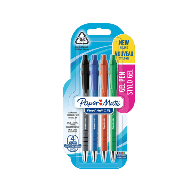 Paper Mate - Gelschrijver Flexgrip 0.7mm blister à 4 kleuren