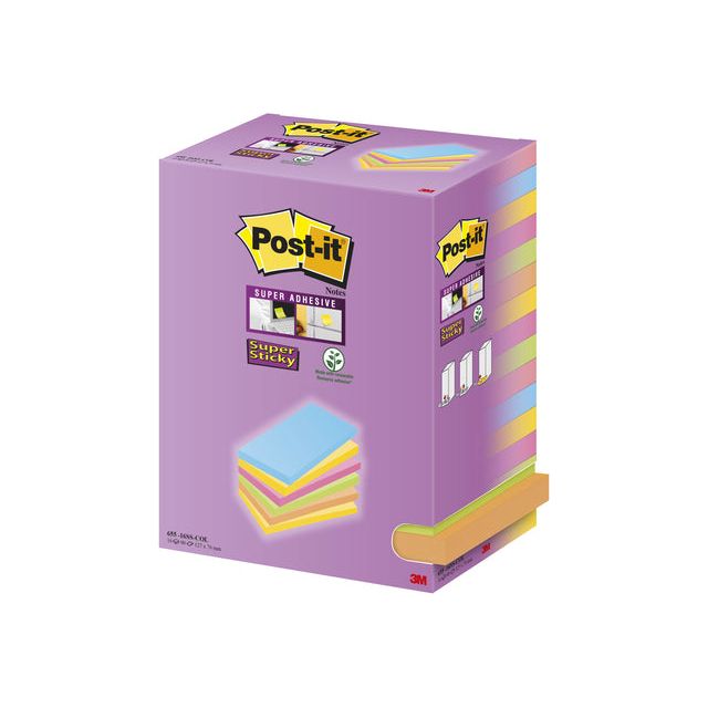 Post-it-MemoBlok 3M Post-It 655 127x76 Farbnoten | Pak ein 16 -Stück | 10 Stück