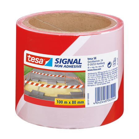 Tesa - Cinta de advertencia y marcado ® Signal 100mx80mm rojo-blanco