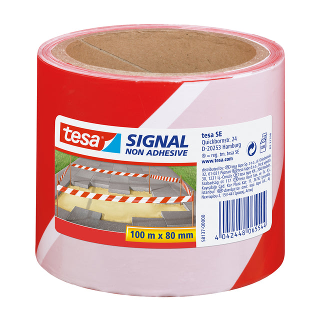 Tesa - Ruban d'avertissement et de marquage ® Signal 100mx80mm rouge-blanc
