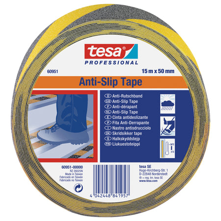 Tesa - Antislipe® Professional 60951 50mmx15m negro/amarillo | 3 piezas