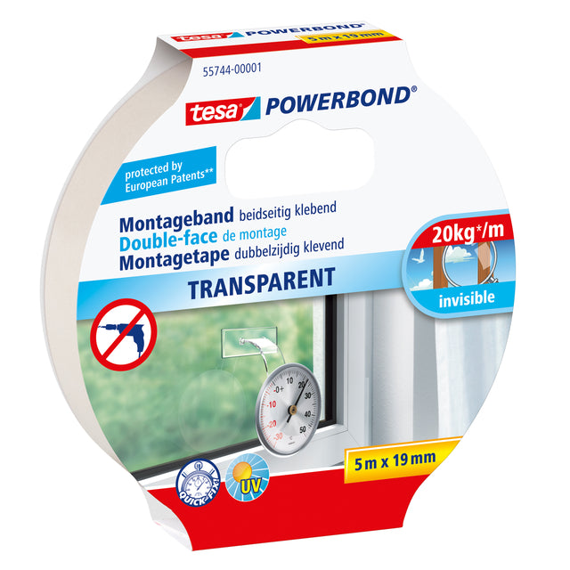 Tesa - Powerbond 55744 montagee transp 19mmx5m